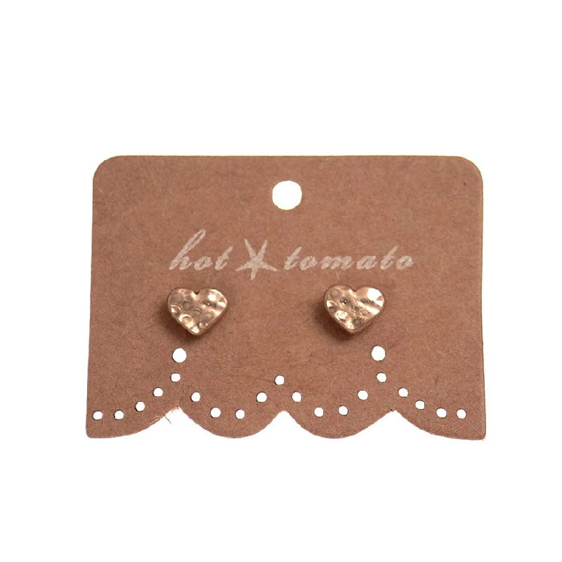 Ladies Earrings for Design Glow-Hot Tomato Matt Gold Micro Heart Stud Earrings