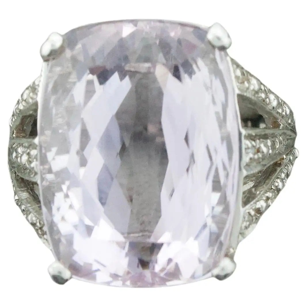 Ladies Rings Soft Glow-Big Kunzite and Diamond Ring