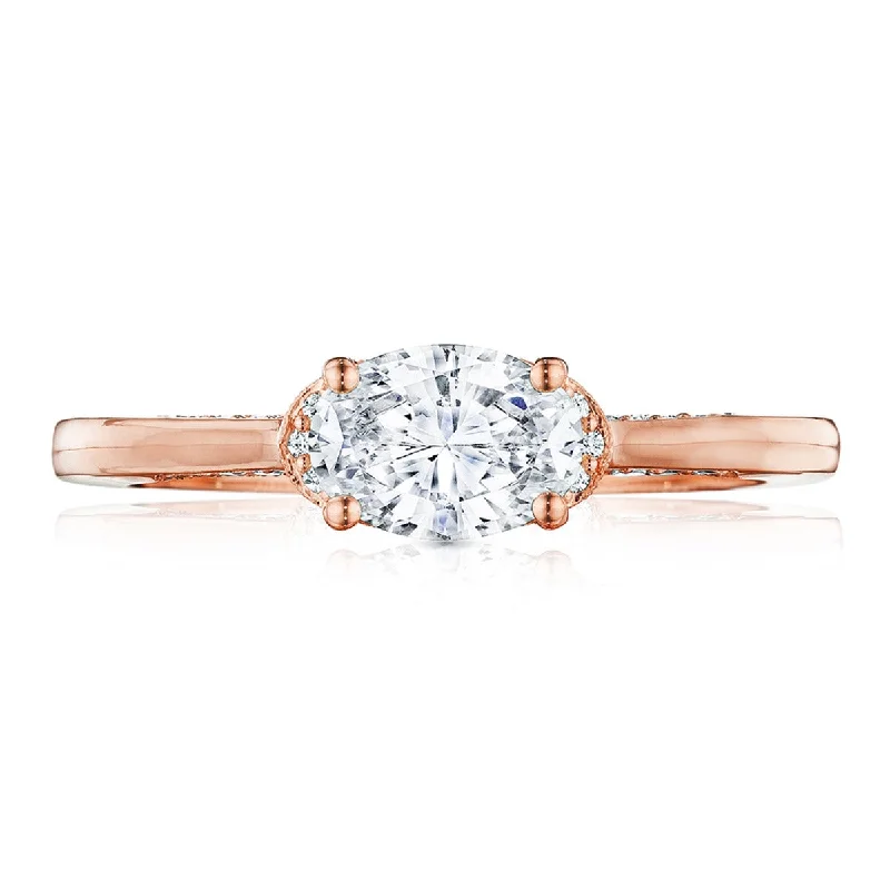 Ladies Engagement Rings with Okenite Shine-Simply Tacori 18K Rose Gold Diamond Engagement Ring 0.10ctw 2654OV7X5PK