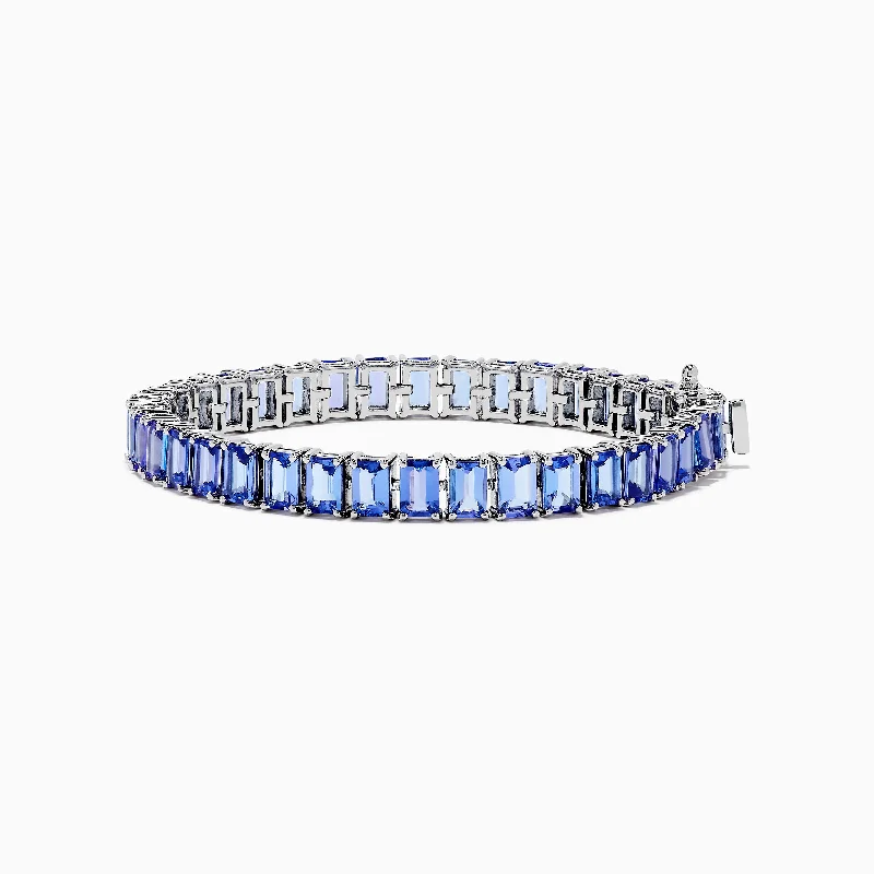 Ladies signature designer bracelets -Nahla Siri Sterling Silver Emerald Cut Tanzanite Bracelet