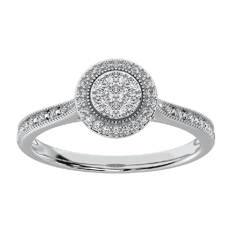 Ladies Rings Budget Glow-10K White Gold 1/5 CTW. Cluster Diamond Promise Ring