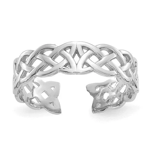 Ladies Rings with Initial Glow-14k White Gold Solid 4mm Wide Celtic Knot Toe Ring