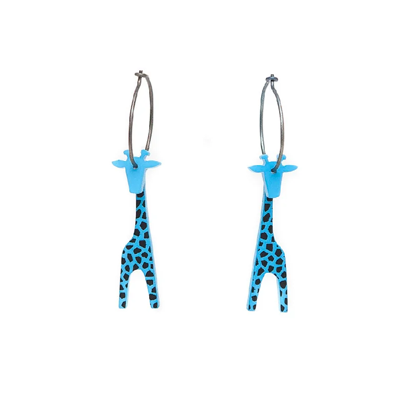 Ladies Earrings with Amber Scapolite-Lene Lundberg K-Form Turquoise Giraffe Earrings with Black Markings