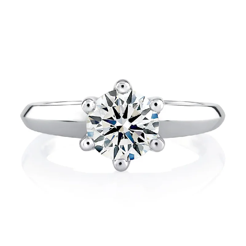 Ladies Engagement Rings Pear Glow-14k White Gold 6 Prong Solitaire Engagement Ring Mounting