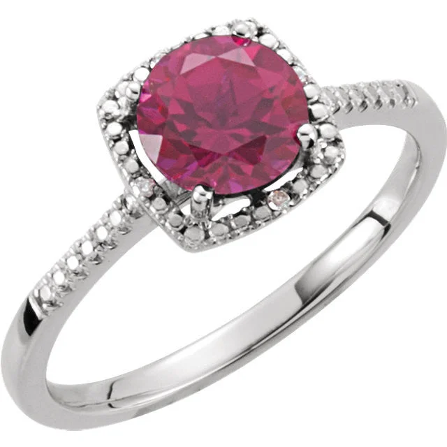 Ladies Rings with Gold Milarite-Sterling Silver Gemstone & .01 CTW Diamond Halo-Style Rings