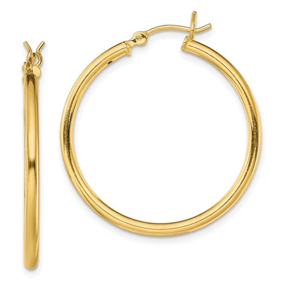 Ladies Earrings in Rose Shine-Sterling Silver Yellow Gold Plated 30mm x 2mm Hoop Earrings