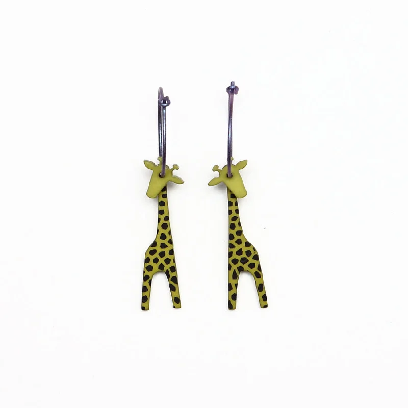 Ladies Earrings for Lawyer Glow-Lene Lundberg K-Form Chartreuse Giraffe Earrings