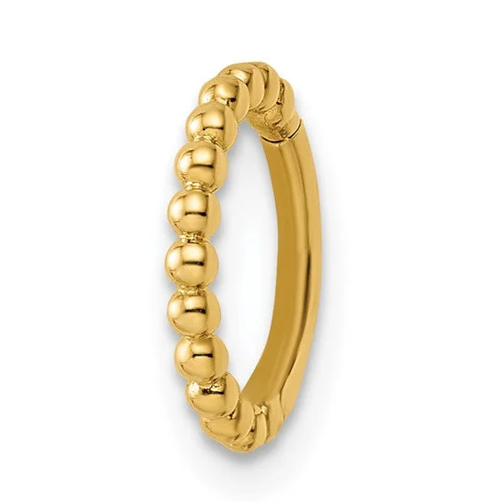 Ladies Rings with Hex Glow-14k Yellow Gold Beaded Cartilage Hoop Ring