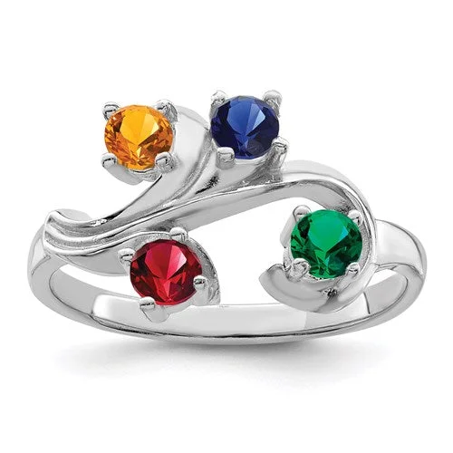 Ladies Rings with Cross Spark-Birthstone Fleur Mother's Family Birthstone Ring