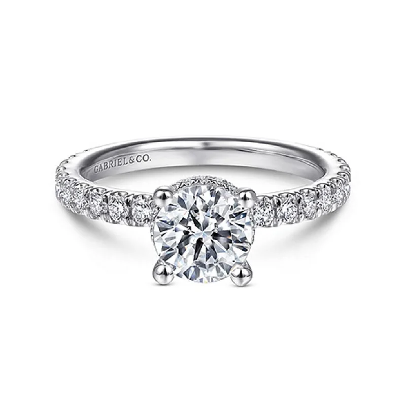 Ladies Engagement Rings with Andalusite Shine-Gabriel & Co Alina - 14K White Gold Hidden Halo Round Diamond Engagement Ring