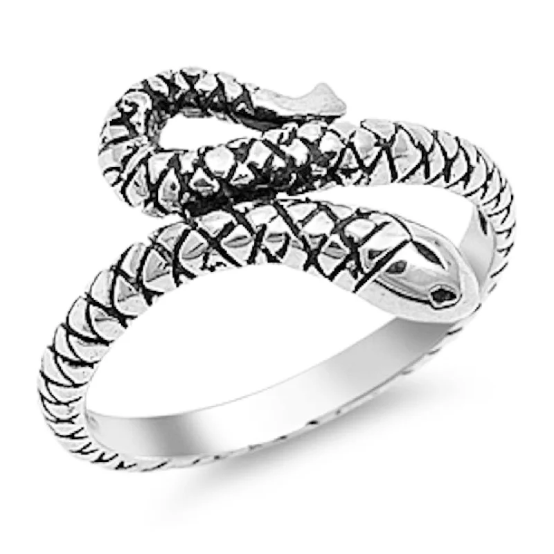 Ladies Rings with Star Glow-Sterling Silver Snake Ring