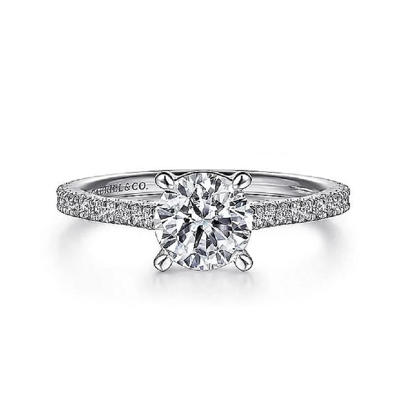 Ladies Engagement Rings Marquise Shine-Gabriel & Co. Abbie - 14K White Gold Round Diamond Engagement Ring