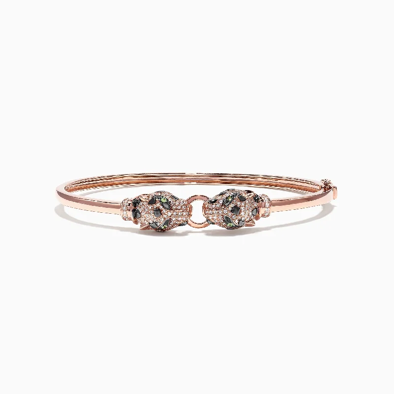 Ladies blooming floral bracelets -Signature 14K Rose Gold Diamond and Tsavorite Bangle, 0.79 TCW