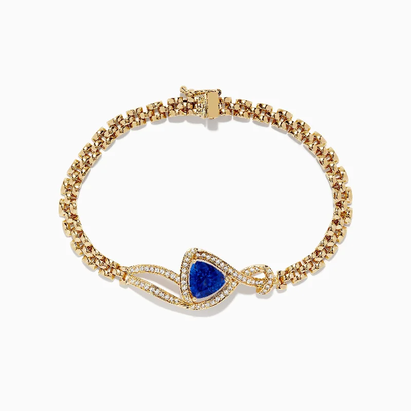 Ladies shadowy black bracelets -Nahla Siri 14K Yellow Gold Diamond Tanzanite Bracelet