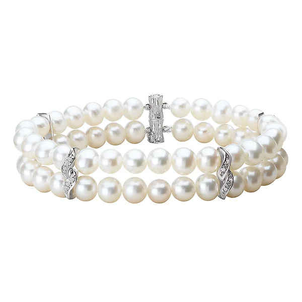 Ladies subtle grace bracelets -Freshwater Pearl and Diamond Bracelet