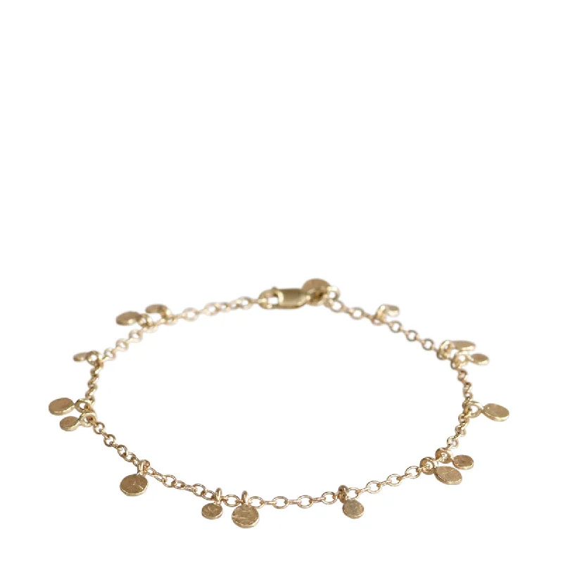 Ladies festive holiday bracelets -10K Gold Tiny Hammered Disc Bracelet