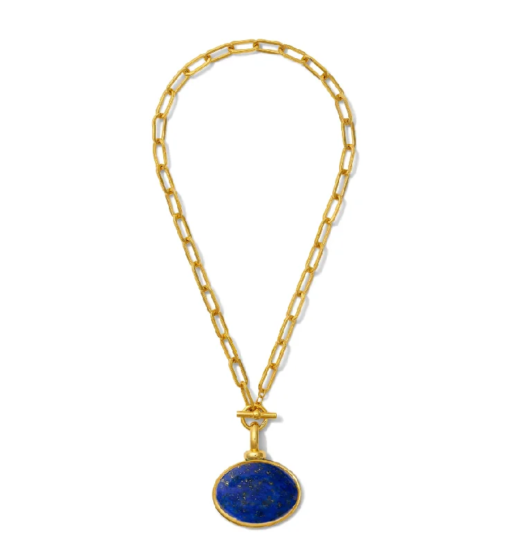 Sleek pendant necklaces -Necklace - Diana V. Pendant w/Lapis Drop