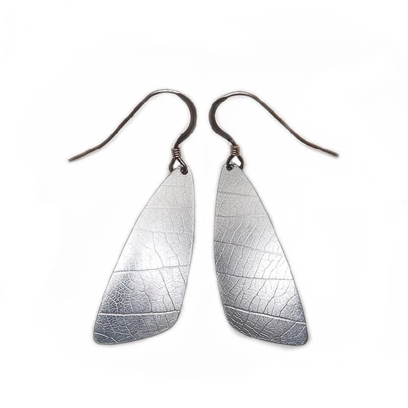 Ladies Earrings with Feather Spark-Mor by Design Moth Wing Aluminium and Silver Earrings