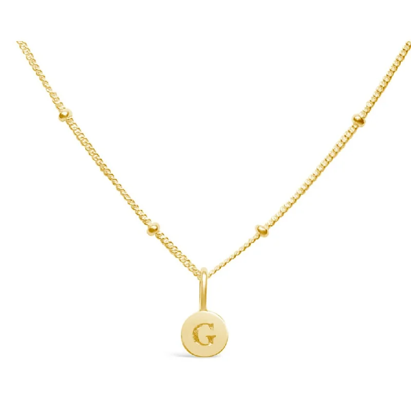 Unique crafted necklaces -Stia : Love Letter "G" Mini Disk Necklace in Gold