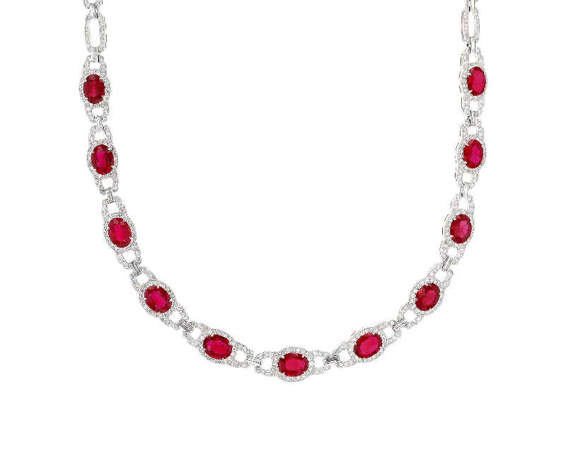 Seaside shell necklaces -Oval Ruby Necklace, 16.05 Carats