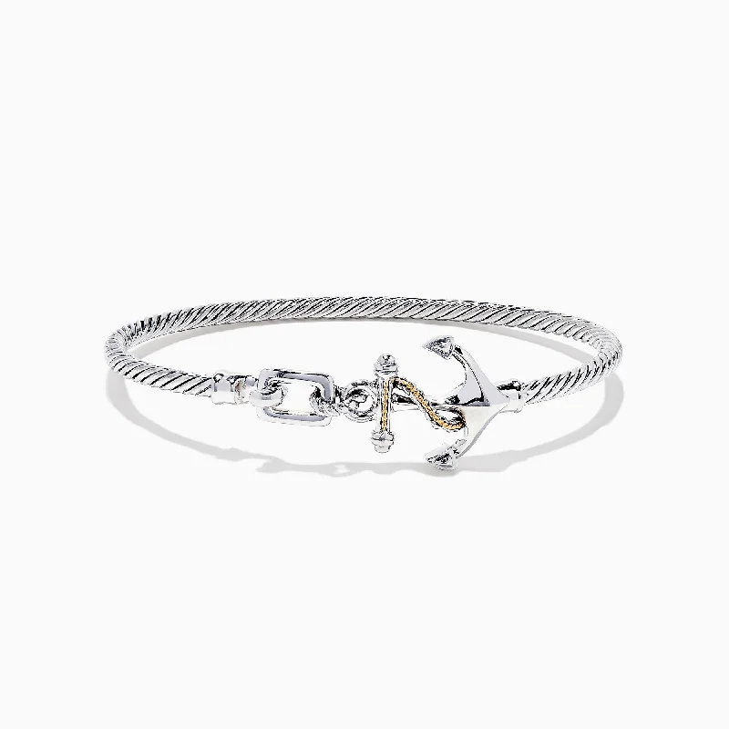 Ladies lightweight titanium bracelets -Seaside Sterling Silver & 18K Gold Anchor Bangle