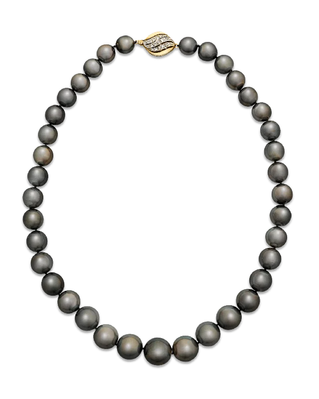 Solar flare necklaces -Black Tahitian Pearl Necklace