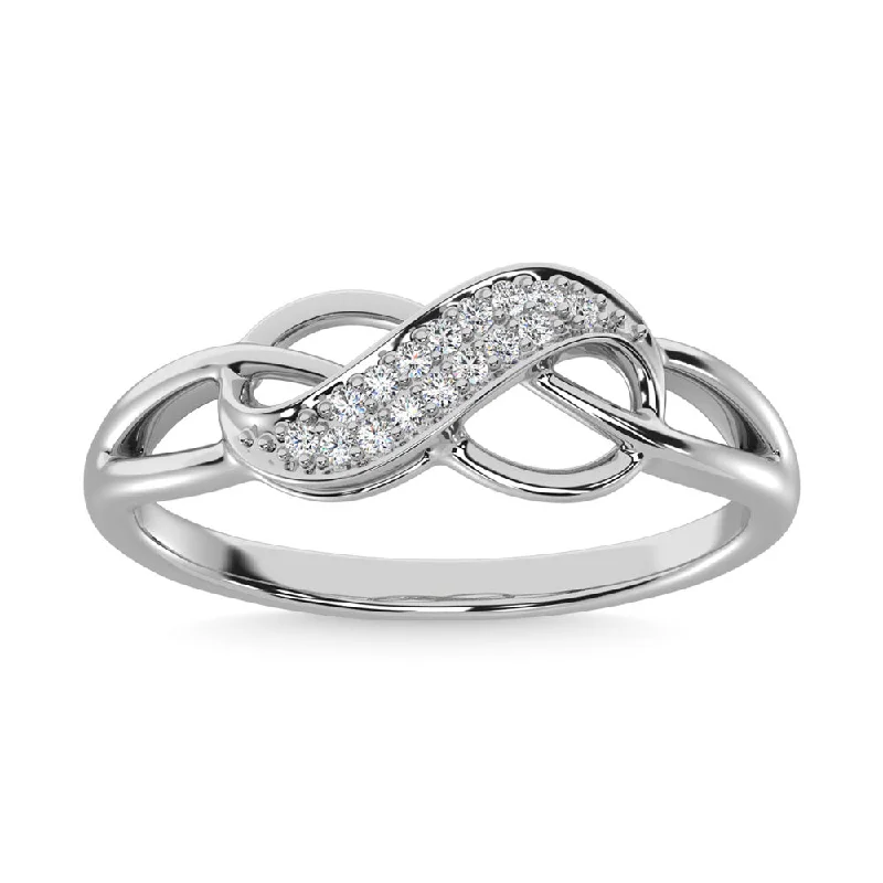 Ladies Rings with Bloom Shine-Sterling Silver Diamond 1/20 CTW Infinity Ring