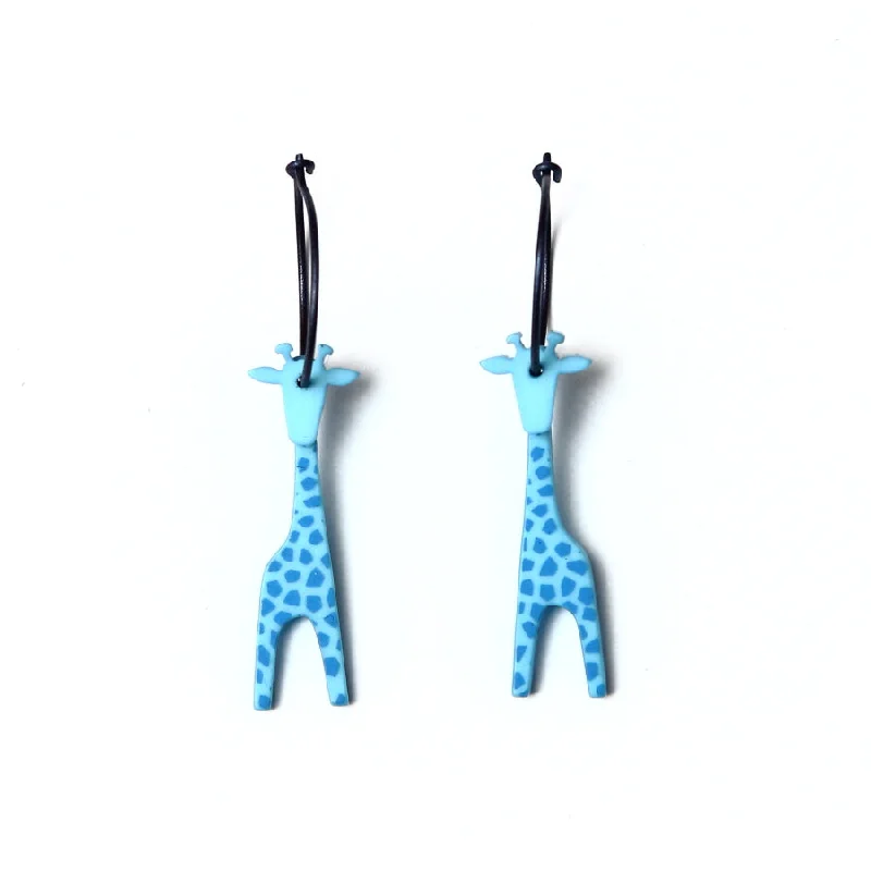 Ladies Earrings for Teacher Glow-Lene Lundberg Turquoise Giraffe Earrings