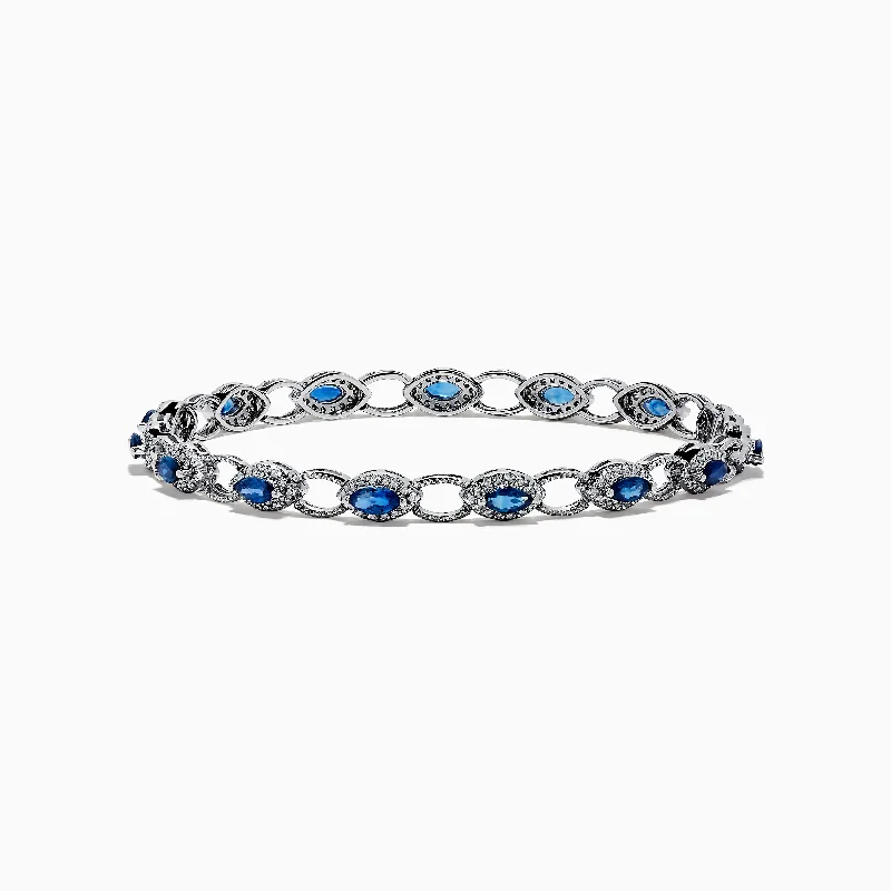 Ladies starry guide bracelets -Royale Bleu 925 Silver Sapphire and Diamond Bracelet