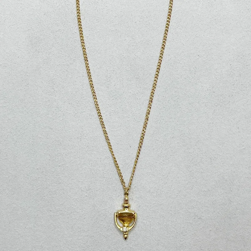 Mountain ridge necklaces -Estate Collection - Necklace - Door Knocker Pendant on Gold Tone Chain