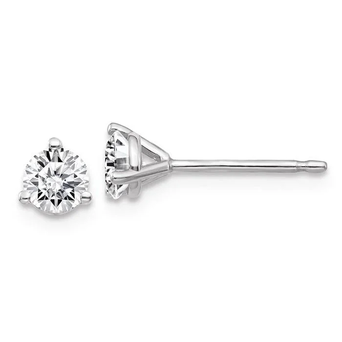 Ladies Earrings with Blue Jeremejevite-14k White Gold 1/2ct 4mm Round Moissanite 3-Prong Martini Post Earrings