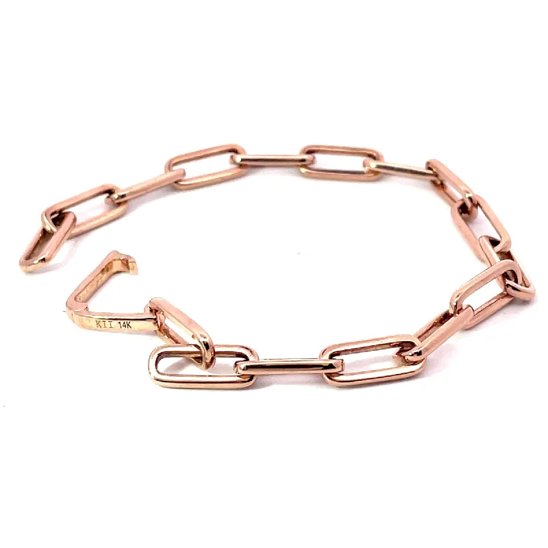 Ladies Victorian lace bracelets -HEAVY 14 KARAT ROSE GOLD 5.4MM PAPERCLIP BRACELET