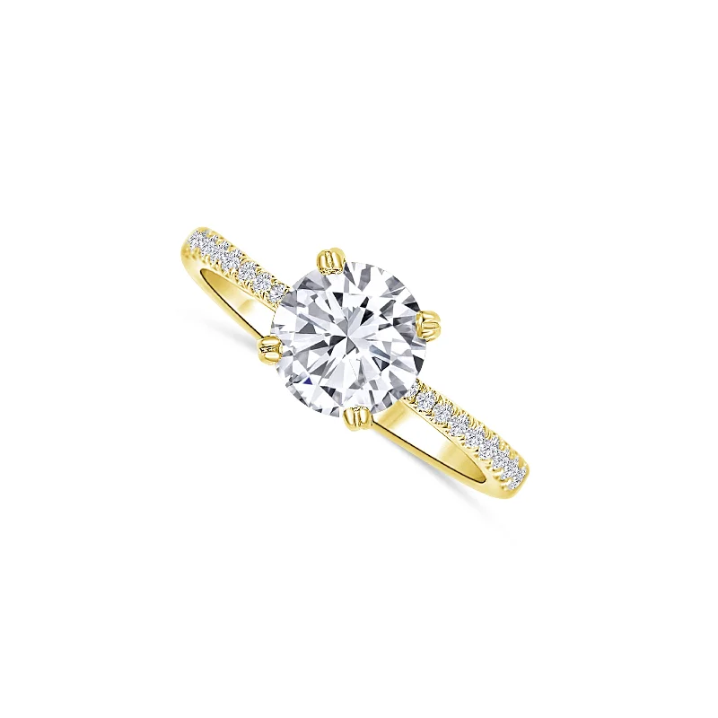 Ladies Engagement Rings Unique Spark-14K Yellow Gold Round 1.57CT Diamond Engagement Ring