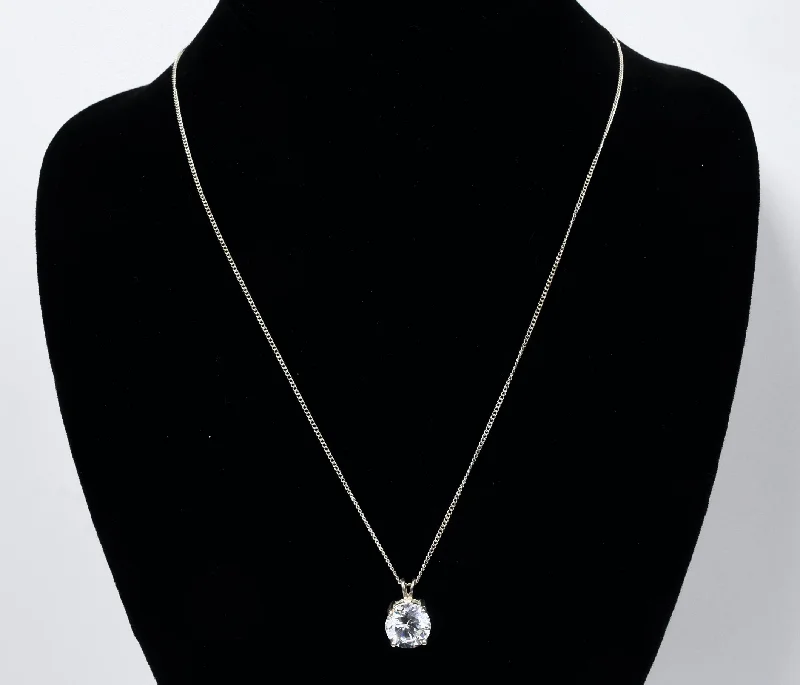 Daily spark necklaces -Cubic Zirconia Pendant Sterling Silver Chain Necklace - 19"