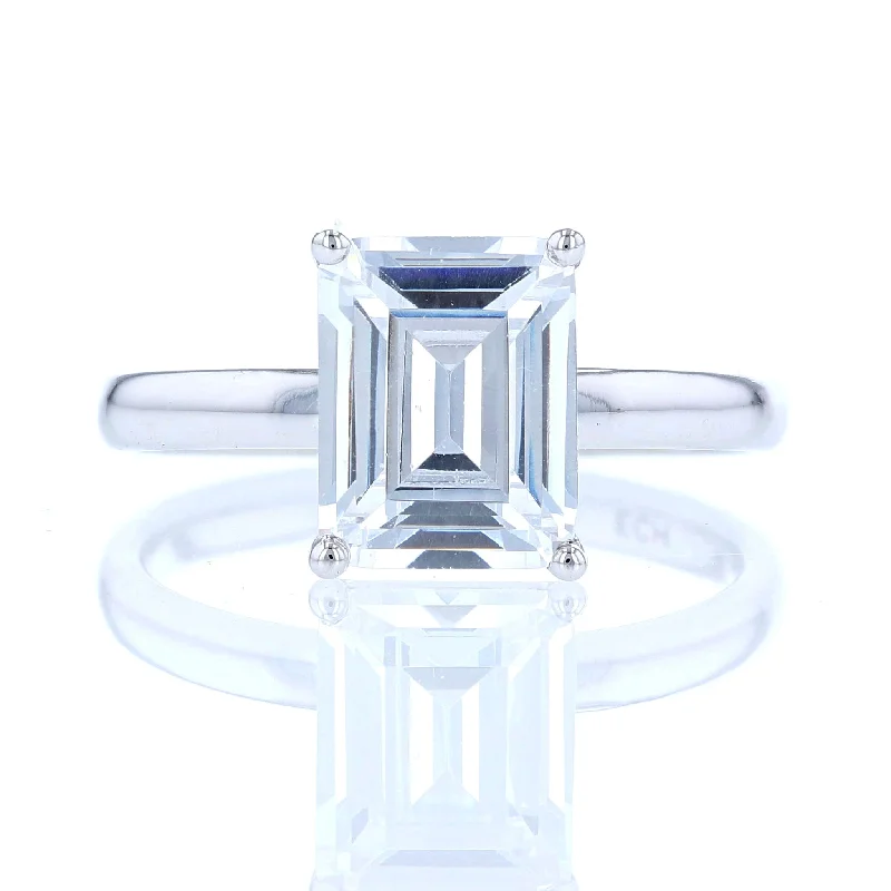 Ladies Engagement Rings with Peridot Glow-Emerald Cut Solitaire Engagement Ring