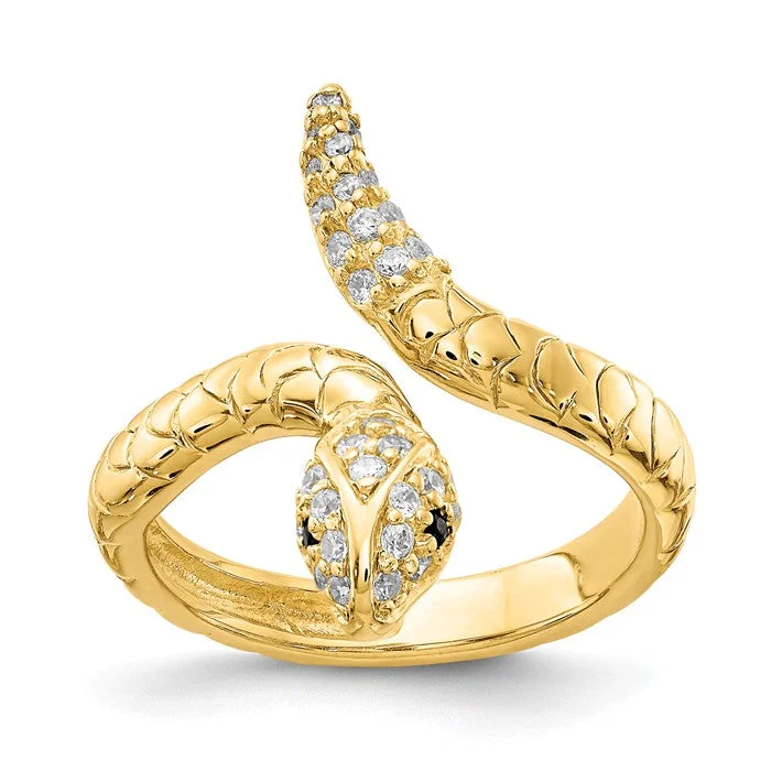 Ladies Rings for Founder Spark-Cheryl M Sterling Silver Gold-Plated CZ Snake Ring