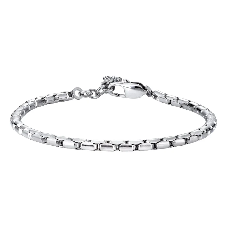 Ladies hopeful light bracelets -Stainless Steel Rounded Box Link Bracelet 35mm