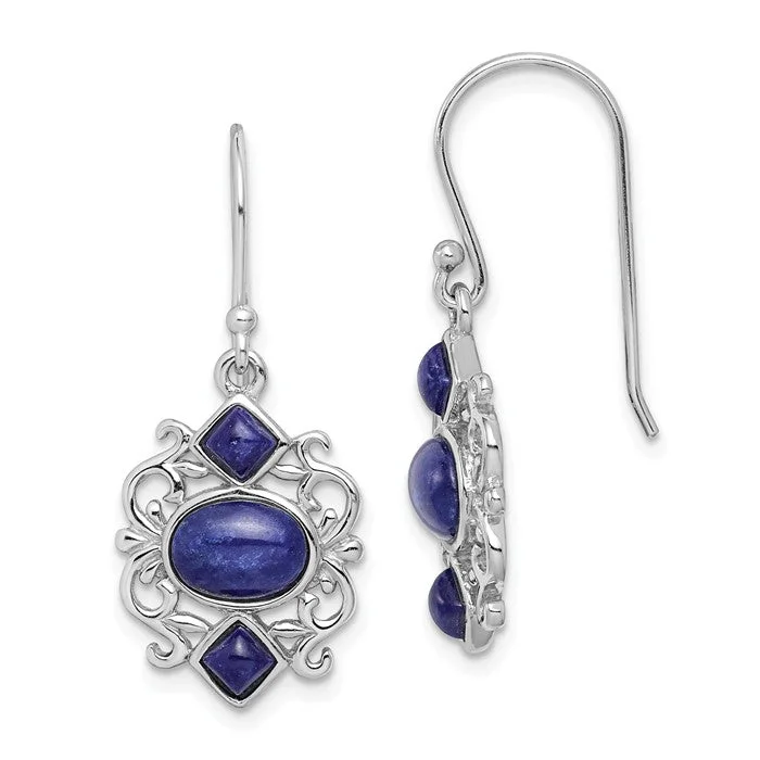 Ladies Earrings Fresh Glow-Sterling Silver Lapis Lazuli Shepherd Hook Dangle Earrings