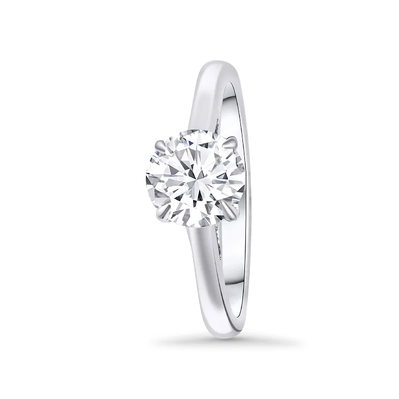 Ladies Engagement Rings Delicate Shine-14K White Gold Round 0.70 Carat Diamond Engagement Ring