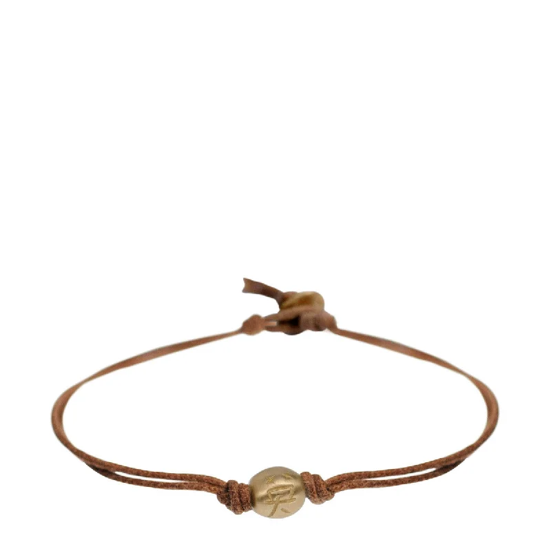 Ladies airy feather bracelets -10K Gold Courage Bead Bracelet on Natural Cord