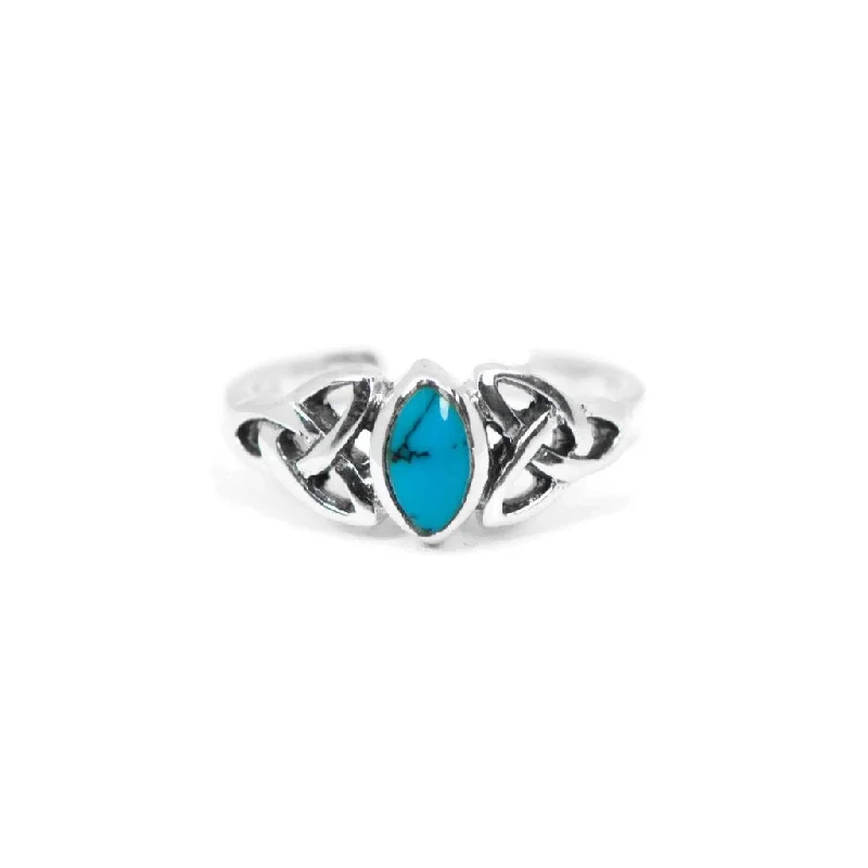 Ladies Rings with Rose Quartz-Sterling Silver Marquise Turquoise Celtic Design Toe Ring