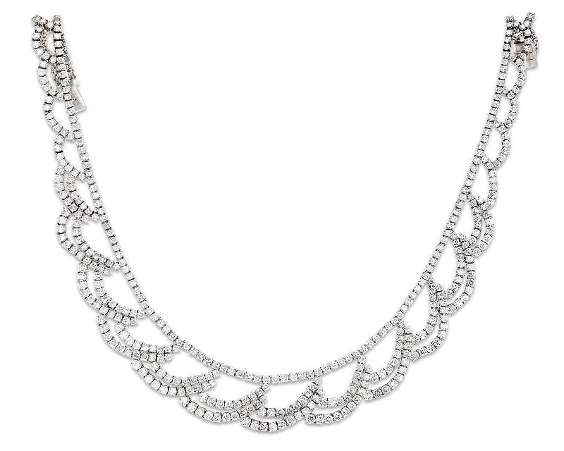 Thrifty charm necklaces -Scalloped Diamond Necklace, 42.50 Carats