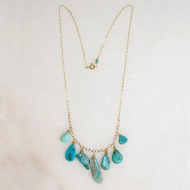 Sleek onyx necklaces -Turquoise Drop Festoon Necklace by Brin