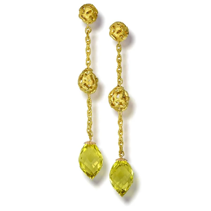 Ladies Earrings for Grandma Spark-Gold Meteorite Drop Earrings with Lemon Citrine