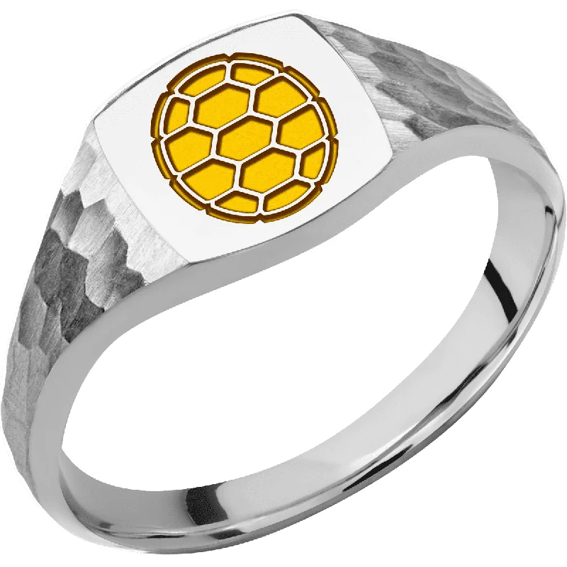 Ladies Rings with Gold Fibrolite-University of Maryland Custom Collegiate Palladium Silver Signet Ring