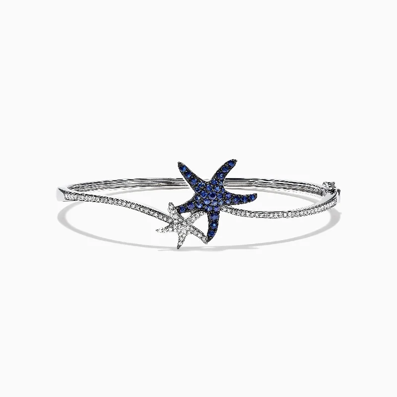 Ladies sunbeam glow bracelets -Seaside 14K Gold Blue Sapphire & Diamond Starfish Bracelet, 1.06 TCW