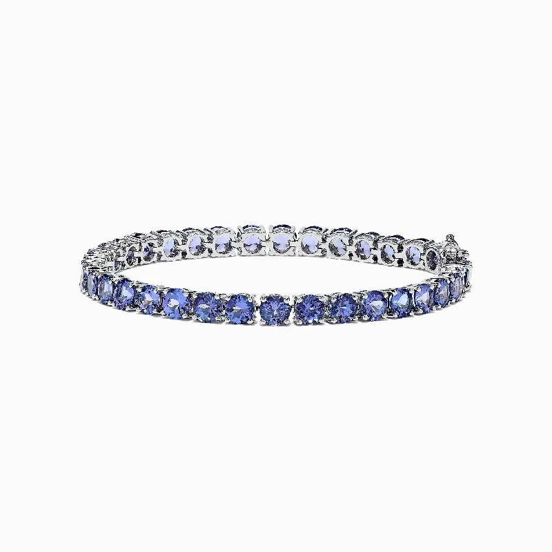 Ladies halo burst bracelets -Nahla Siri Sterling Silver Tanzanite Tennis Bracelet, 15.60 TCW