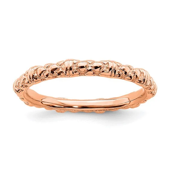 Ladies Rings for Dance Glow-Rose Gold Sterling Silver Stackable Expressions Cable Design Ring