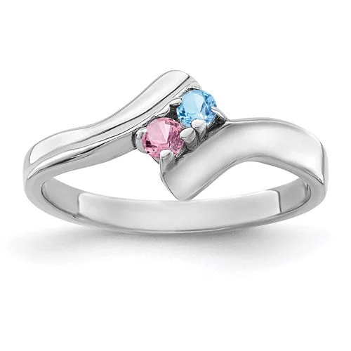 Ladies Rings with Blue Jeremejevite-Curved Bypass Mother's Family Birthstone Ring