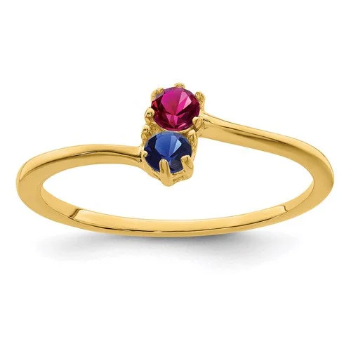 Ladies Rings with Pink Petalite-14k White or Yellow Gold Petite 2 Stone Birthstone Ring